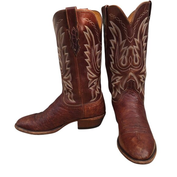 Lucchese 2000 Cowboy Boots Brown Leather Mens 9.5 D Western Wear Rodeo Country - Picture 2 of 16